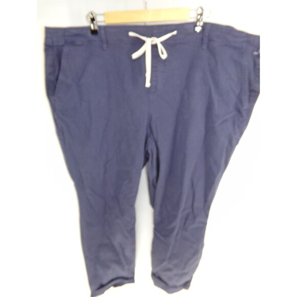 Torrid Pants 4S Short Pull On Boyfriend Straight Stretch Drawstring Waist Blue - Picture 1 of 7